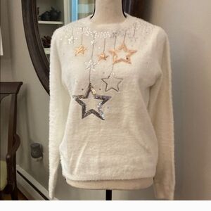 Lipsy London White Sweater w/Star Embellishments Age 13-14 NWT